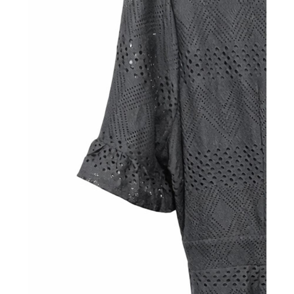 Kate Kasin 2XL NWT Black Eyelet Tie Front Dress Ruffle Hem Goth Vamp Coquette - Picture 6 of 7